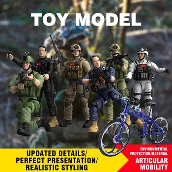 1:9 חייל דגם צעצוע 15 המפרקים מטלטלין פעולה חופשית להבין את הנשק עיוור תיבת קישוט ילד צבאי מלחמת PVC בובה של ילדים מתנה