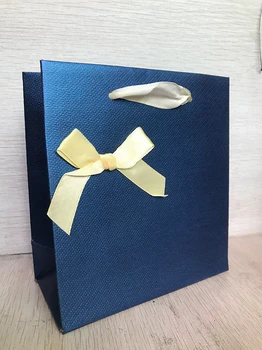 10pcs כחול בשקית מתנה מכירת מלאי נייר אריזה 14*15*7 סנטימטר קניות חתונה, מתנת יום הולדת עניבת פרפר מוצר מסחרי אריזה