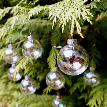 1pcs חג מולד קישוט צבעוני כדור שקוף PET פלסטיק צבעוני הכדור מסיבת יום ההולדת עץ חג המולד תליון קישוטים