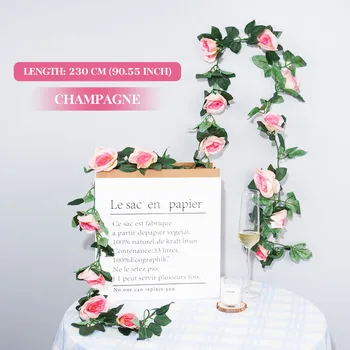 1pcs פרחים מלאכותיים הגפן 16 ראשי רוז חתונת קישוט תלייה על קיר גרלנד צמחים מזויף DIY פרח הביתה עיצוב חדר
