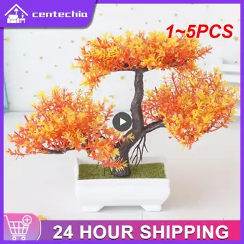 1~5PCS צמחים מלאכותיים בונסאי עץ קטן חשיש מזויף לשתול פרחים עציצים קישוטי הביתה שולחן חדר קישוט מלון גן