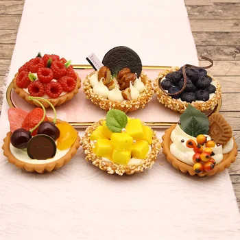 6pcs סימולציה פירות עוגת קינוח דגם מזויף העוגה אוכל קינוח חנות ירי להציג אביזר קישוט