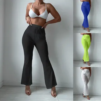 BKLD בגדי נשים מזדמנים מכנסיים בצבע אחיד סקסי פרספקטיבה רשת חוף ללבוש הזיקוק מכנסי אופנה גבוהים מכנסיים מותן