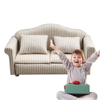 בית בובות הספה מציאותי בית בובות מיניאטורי ריהוט מעודן מיני רהיטים בטוח לילדים צעצועים יציב מיניאטורי רהיטים