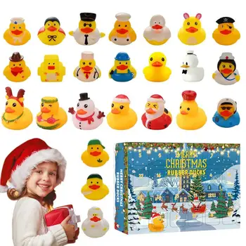ברווז חמוד ספירה לאחור לוח שנה 2024 כיף ברווז גומי צעצועים 24-ימים ספירה לאחור לוח שנה Advent Calendar מסיבת חג המולד מתנות לילדים
