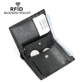 גברים הארנק RFID עור סינטטי בעל כרטיס קצר ארנקים עיצוב Bifold ארנק קטן לכסף התיק מטבע כיס באיכות גבוהה