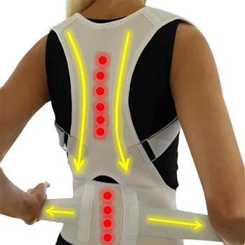יוניסקס מתכוונן מגנטי חזרה יציבה לקויה תיקון המחוך למשענת הגב, חגורת המותניים טיפול תומך עמוד השדרה ישר למשרד