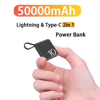 מיני Power Bank מובנה כבל נייד מיקרו קומפקטית כוח בנק 10000mAh טעינה מהירה סוללה חיצונית אביזרים לטלפון ניידים