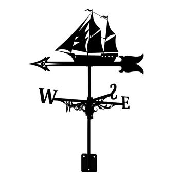 מפרש שבשבת - רטרו מפרש Weathervane צללית, דקורטיבי כיוון הרוח מחוון עבור חיצוני חצר הגג.