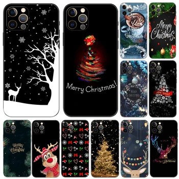 מתנת חג המולד סנטה מקרה טלפון עבור iphone 14 2020se 6 6 7 8 פלוס x 10 XR XS 11 12 13 mini pro מקס שחורה רכה tpu כיסוי אחורי