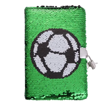 נצנצים כדורגל יומן היומן הסודי עם מנעול, מחברת היומן הפרטי כדורגל המחברת מתנות עבור הילד.
