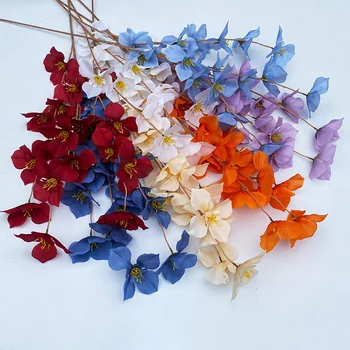 סימולציה 3-מזלג פרחים שיטה סניף מלאכותי, מזויף פרח הביתה החתונה מסיבת סידור פרחים צמח קישוט