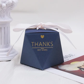 עמיד ממתקים תיבת נצנצים בצורת קופסאות הממתקים טכנולוגיה לחתוך נצנצים נייר כחול מיוחד ביום החתונה תיבות טובה