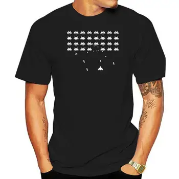 פולשי החלל חולצה Space Invaders 1 האפל טי-שירט גבר 100% כותנה, חולצת טריקו מזדמן כיף הדפס שרוול קצר חולצת טי XXX