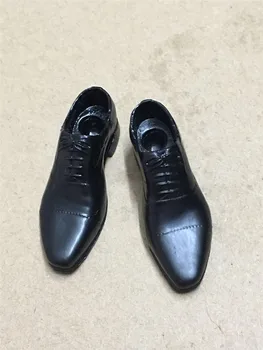 1/6 מידה זכר שחור PU עור מגפי נעלי מוצק 'נטלמן נעליים מודל מתאים 12