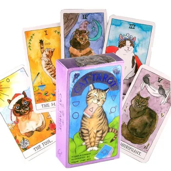 10.3*6cm חתול טארוט: 78 קלפים (גחמני הומוריסטי קלפי טארוט, מילוי עבור חתלתולים אוהבים)