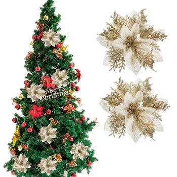 12mm פרחים חג המולד עץ חג המולד קישוטים Artifical מזויף פרח חג המולד קישוטי חג מולד שמח מסיבת שנה החדשה אספקה