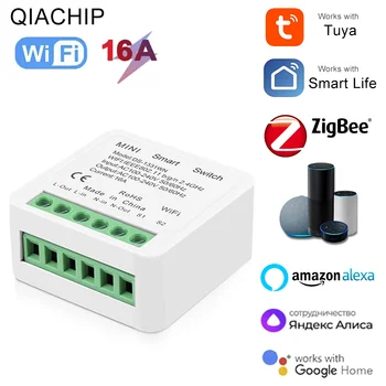 16A Tuya WiFi MiNi Smart Switch 2 דרך שליטה חכם, אוטומציה ביתית מודול עבודה עם אלקסה הבית של Google חכם החיים