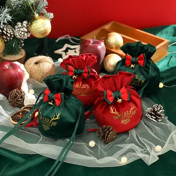 1PCS שרוך תיק ממתקים תיבת המפלגה קישוט קטיפה מתנה לחג המולד השקית לשימוש חוזר באיכות גבוהה Diy יצירתיים מתנה שקית אחסון