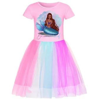 2-10 שנים שמלת ילדה ילדים נסיכת בנות הים הקטנה מסיבת יום הולדת השמלה ילדים בקיץ הבגדים של הילדים