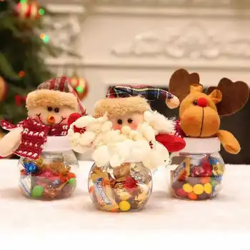2/3pcs קישוטי חג המולד אייל סנטה בובה ברור פלסטיק ממתקים, צנצנת השימורים קופסת מתנה לילדים שקיות מתנת חג המולד קישוטים הביתה