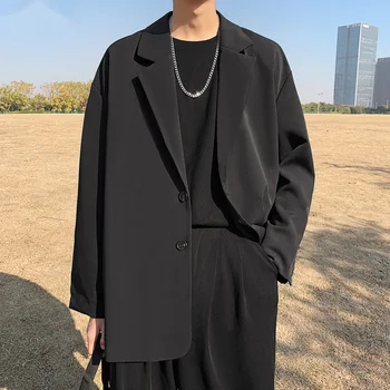 2023 קוריאני סגנון היפ הופ חופשי בתוספת גודל החליפה הגברית Kpop מנופחים מקסימום בגדי גברים אופנה מעיל אופנת רחוב ז ' קטים מקרית