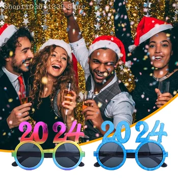 2024 משקפיים השנה החדשה מסיבת משקפיים משקפי שמש ערב השנה החדשה משקפיים מספרים סיום אספקת אביזרים תמונות