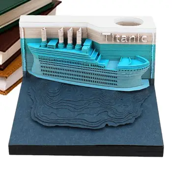 3D הערה פד אמנות LED אור התזכיר אמנות הספינה בצורת הערה ניירות מתנת החג הסוללה מופעל על השולחן המקושט על מחקר חדרי מעונות