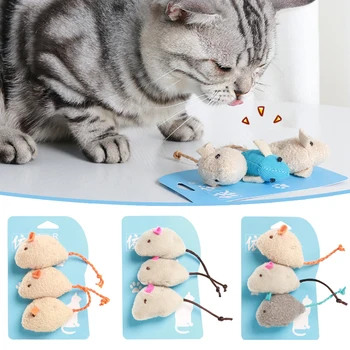 3pcs/סט שלושה וירטואלי בשילוב קטיפה עכברים משחק עכברים צעצועים ציוד לחיות מחמד חיות מחמד חתולים, עכברים, חתולים, צעצועים כיף קטיפה העכבר אביזרים