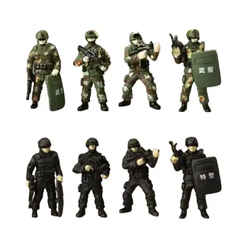 4Pcs 1/64 בקנה מידה זעיר להבין את הכוחות המיוחדים מודל דמויות דמויות פעולה חיילים צעצועים עבור פרויקטי DIY מיניאטורי סצנות