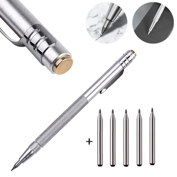 6PCS סגסוגת סופר עט טונגסטן קרביד Scriber חריטת עט סימון טיפ זכוכית קרמיקה כלי עבודה נגרות