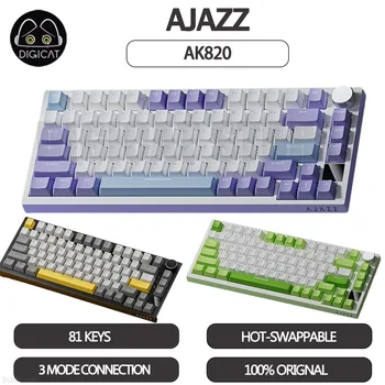 Ajazz AK820 Mechanical Gaming Keyboard 3 מצב USB/2.4 G/מקלדת אלחוטית Bluetooth RGB אחורית חם להחליף גיימר מקלדת מתנות