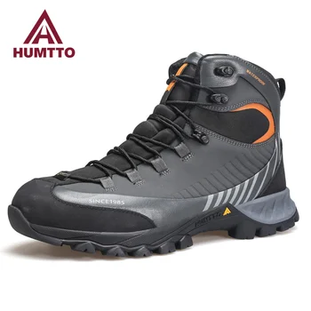 HUMTTO נעלי עבודה לגברים 2023 החורף הפלטפורמה גומי Waterproor מגפי קרסול חיצוני גברים של נעלי יוקרה מעצב נעלי בטיחות