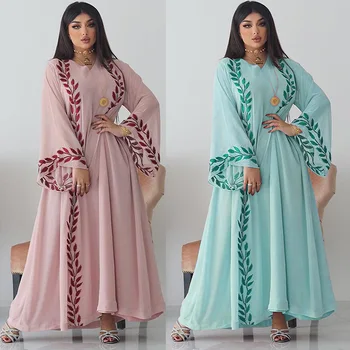 ICCLEK Emboidery שיפון Abaya לנשים מוסלמיות Abaya השמלה Kaftan דובאי יוקרה טורקיה מרוקאי Abaya פאטאל Musulman חיג ' אב