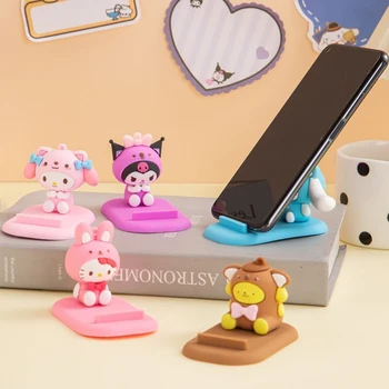 Kawaii Sanrio הלו קיטי שלי מלודי Kuromi Cinnamoroll פום פום Purin חמוד מחזיק טלפון קישוטים דקורטיביים על השולחן