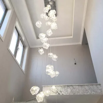 Led מודרנית נברשת קריסטל על מדרגות יוקרה זכוכית ארוך תלויות מנורות יצירתיים חדשים קריסטל הברק מקורה גופי תאורה