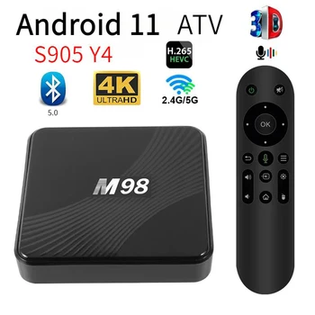 M98 תיבת הטלוויזיה אנדרואיד 11 הטלוויזיה החכם Media player Amlogic S905Y4 BT 5.0 Dual WiFi 4G 5G טרקטורונים HD 4K 3D AV1 2GB זיכרון 64GB iptv טלוויזיה
