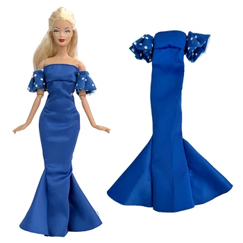 NK 1 יח אופנה מסיבת שמלה כחולה נסיכה בגדים עבור ברבי הבובה פאף שרוול מודר סלים החצאית על 1/6 FR בובה