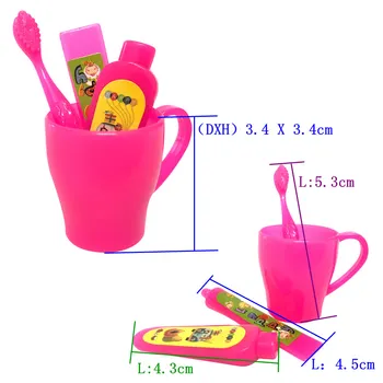 NK הרשמי 4 פריטים/ סט 1:12 בית הבובות משחת שיניים מברשת שיניים שירותים עבור קלי בובה אביזרי משחק בית DIY, צעצועים
