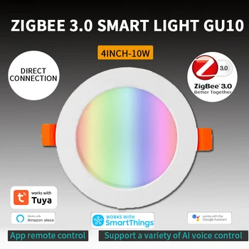 Tuya 3.0 עמעום סביב נקודת אור 10W LED Downlight WiFi צבע RGB חמים אור מגניב לעבוד עם אלקסה הביתה