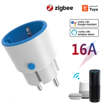 Tuya ZigBee 3.0 האיחוד האירופי חכם תקע חשמל 16A אלחוטית App קולו שקע שלט רחוק אנרגיה הצג לשקע עובד עם אלקסה Google
