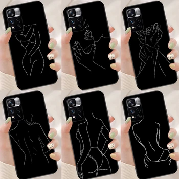 אמנות פשוטה לנשק רוז סקס בחורה הגוף Xiaomi Redmi הערה 11 8 9 10 Pro 9 10 Funda Redmi 10 9 9A 9T 9C רך כריכה אחורית