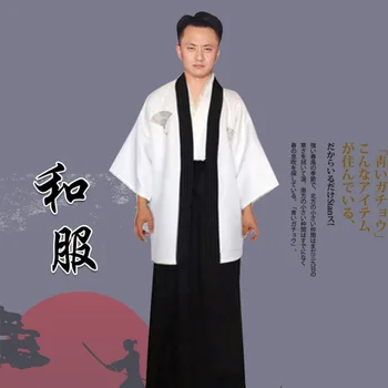 גברים אנימה העתיקה קימונו יפני סגנון למבוגרים סמוראי קימונו מסורתי יפן תחפושת ביצועים בגדי קימונו סט מלא M-XL