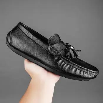 גברים ביני נעליים 2023 חדש האביב והקיץ אמיתי עור עבה עם סוליות עור פטנטים Slip-on High-End נעלי גברים מזדמנים L
