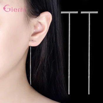 גיאומטריות פשוטות צורת T 925 כסף סטרלינג חוט עגילי אופנה חדשה האוזן קישוט קישוט אביזרים לגברים נשים