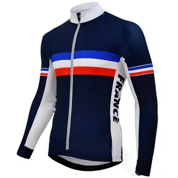 האביב הקיץ רכיבה על אופניים גופיות 2016 צרפת נבחרת כחול Mtb שרוול ארוך לגברים אופניים ללבוש ביגוד רכיבה על אופניים