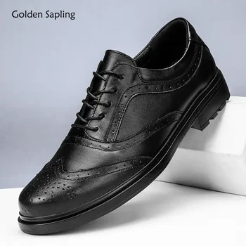 הזהב שתיל של גברים Brogue נעליים מזדמנים עסקי נעלי אופנה חתונה רשמית דירות משרד נוח אוקספורד להתלבש נעליים