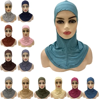 הפנימי כובע רך מודאלית כותנה המוסלמית חיג 'אב בונה עצם כיסוי מלא הצוואר הנינג' ה התמתחו כובע מצחייה Underscarf Turbante Headcover Mujer