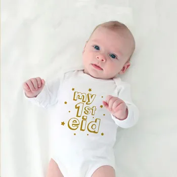 הראשון שלי עיד היילוד הבגדים הקטנות הראשונה הרמדאן התינוק רומפר עיד היילוד Bodysuits התינוק הרמדאן תלבושות מתנה לתינוק מקלחת
