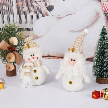 חג המולד בובת גמד לבן סנטה קלאוס, איש שלג בובה 2024 נואל שולחן העבודה תפאורה חג מולד שמח תליון Feliz Navidad מתנה ילדה טובה.